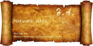 Hatvani Aliz névjegykártya